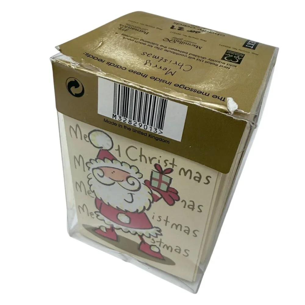 Mini Christmas Cards 32 Santas and Snowman by Next 3.75x2.25 Gift Tags